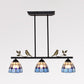 3 Bulbs Indoor Island Pendant Light Tiffany Style Antique Brass/Black/Blue Hanging Light with Dome Stainless Glass Shade Clearhalo 'Ceiling Lights' 'Glass shade' 'Glass' 'Island Lights' 'Tiffany close to ceiling' 'Tiffany' Lighting' 36077
