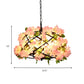 3 Bulbs Chandelier Light Industrial Bird Nest Metal LED Suspension Lamp in Pink with Cherry Blossom Clearhalo 'Cast Iron' 'Ceiling Lights' 'Chandeliers' 'Industrial Chandeliers' 'Industrial' 'Metal' 'Middle Century Chandeliers' 'Rustic Chandeliers' 'Tiffany' Lighting' 360871