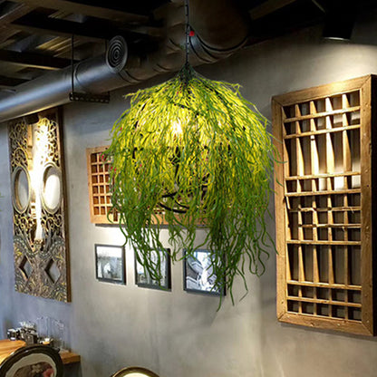 Industrial Plant Pendant Light Fixture 3/4 Bulbs 18"/21.5" Wide Metal LED Hanging Lamp Kit in Green for Restaurant Green Clearhalo 'Cast Iron' 'Ceiling Lights' 'Chandeliers' 'Industrial Chandeliers' 'Industrial' 'Metal' 'Middle Century Chandeliers' 'Rustic Chandeliers' 'Tiffany' Lighting' 360897