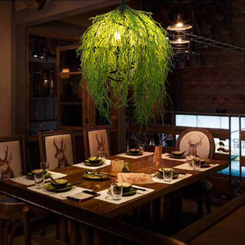 Industrial Plant Pendant Light Fixture 3/4 Bulbs 18"/21.5" Wide Metal LED Hanging Lamp Kit in Green for Restaurant Clearhalo 'Cast Iron' 'Ceiling Lights' 'Chandeliers' 'Industrial Chandeliers' 'Industrial' 'Metal' 'Middle Century Chandeliers' 'Rustic Chandeliers' 'Tiffany' Lighting' 360898