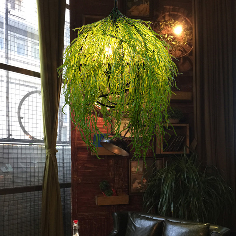 Industrial Plant Pendant Light Fixture 3/4 Bulbs 18"/21.5" Wide Metal LED Hanging Lamp Kit in Green for Restaurant Clearhalo 'Cast Iron' 'Ceiling Lights' 'Chandeliers' 'Industrial Chandeliers' 'Industrial' 'Metal' 'Middle Century Chandeliers' 'Rustic Chandeliers' 'Tiffany' Lighting' 360899