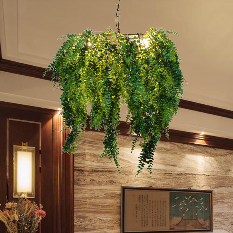 Green 3 Heads Chandelier Lighting Industrial Metal Plant LED Suspension Pendant for Restaurant Clearhalo 'Cast Iron' 'Ceiling Lights' 'Chandeliers' 'Industrial Chandeliers' 'Industrial' 'Metal' 'Middle Century Chandeliers' 'Rustic Chandeliers' 'Tiffany' Lighting' 360904