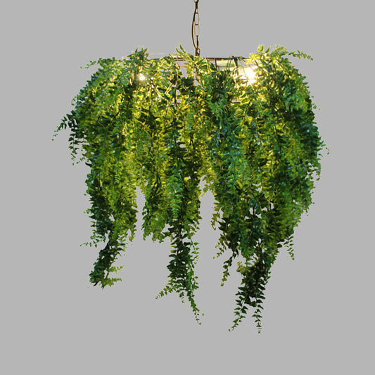 Green 3 Heads Chandelier Lighting Industrial Metal Plant LED Suspension Pendant for Restaurant Clearhalo 'Cast Iron' 'Ceiling Lights' 'Chandeliers' 'Industrial Chandeliers' 'Industrial' 'Metal' 'Middle Century Chandeliers' 'Rustic Chandeliers' 'Tiffany' Lighting' 360906