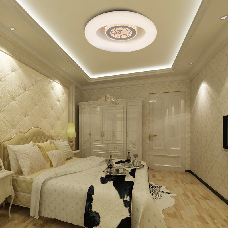 Modern Circle Flush Mount Light Fixture Acrylic Unique White Ceiling Fixture in Natural/White for Bedroom White Clearhalo 'Ceiling Lights' 'Close To Ceiling Lights' 'Close to ceiling' 'Flush mount' Lighting' 360988