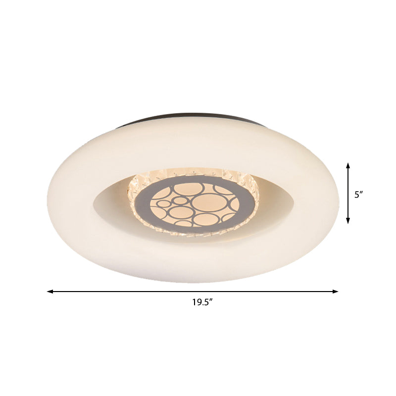 Modern Circle Flush Mount Light Fixture Acrylic Unique White Ceiling Fixture in Natural/White for Bedroom Clearhalo 'Ceiling Lights' 'Close To Ceiling Lights' 'Close to ceiling' 'Flush mount' Lighting' 360990