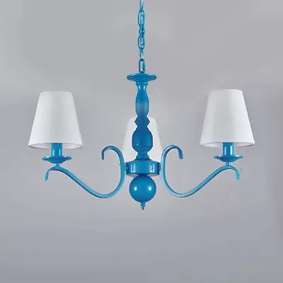 Modern Blue Pendant Lamp with Tapered Shade 3 Bulbs Metal Chandelier for Boys Bedroom Clearhalo 'Ceiling Lights' 'Chandeliers' Lighting' options 36104