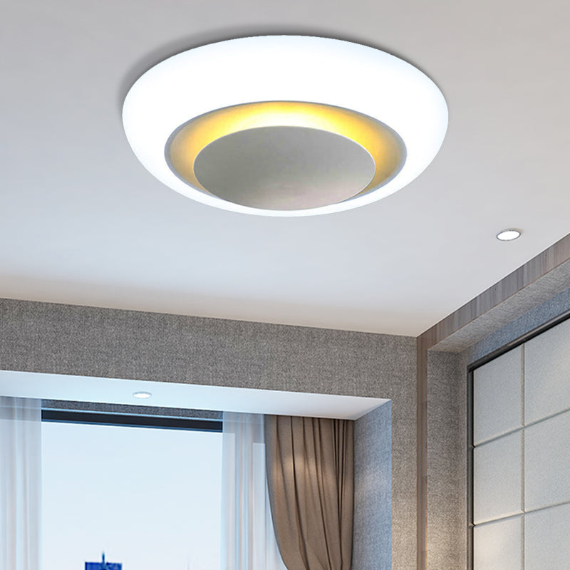 16.5"/20.5"/24.5" Unique Ceiling Light Modern Round Warm/White Flush Mount Light Fixture in White Clearhalo 'Ceiling Lights' 'Close To Ceiling Lights' 'Close to ceiling' 'Flush mount' Lighting' 361080