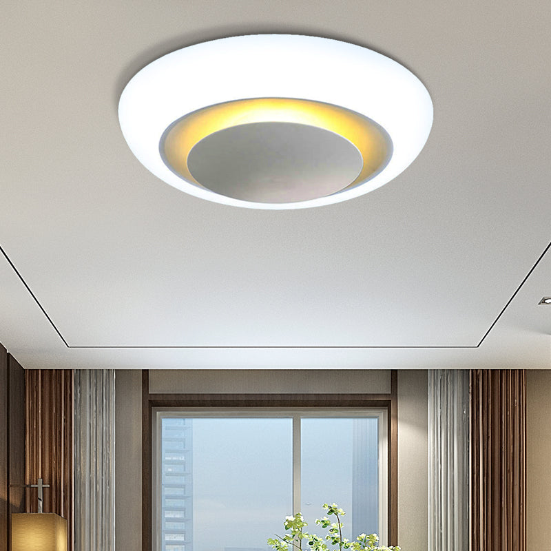 16.5"/20.5"/24.5" Unique Ceiling Light Modern Round Warm/White Flush Mount Light Fixture in White White Clearhalo 'Ceiling Lights' 'Close To Ceiling Lights' 'Close to ceiling' 'Flush mount' Lighting' 361083