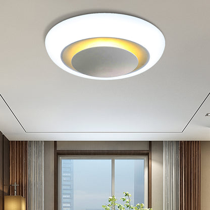 16.5"/20.5"/24.5" Unique Ceiling Light Modern Round Warm/White Flush Mount Light Fixture in White White Clearhalo 'Ceiling Lights' 'Close To Ceiling Lights' 'Close to ceiling' 'Flush mount' Lighting' 361083
