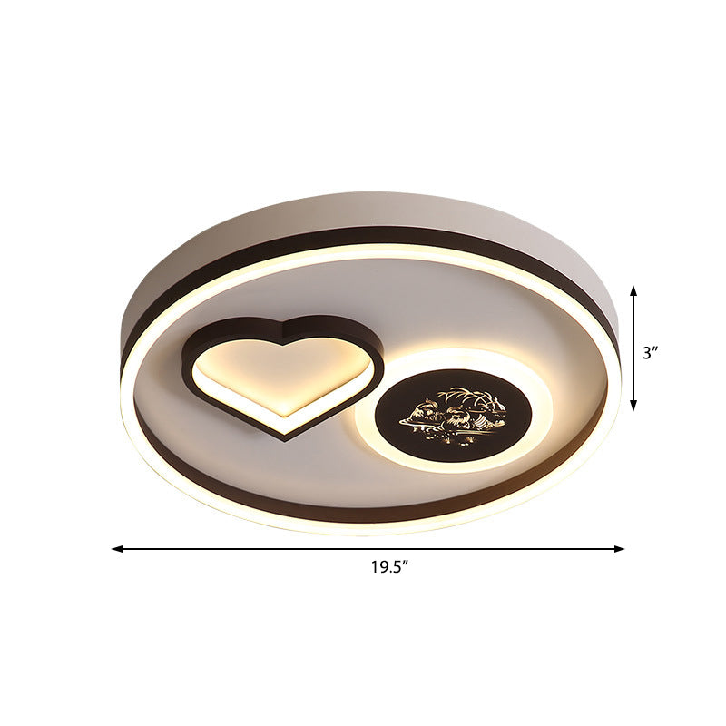 White/Brown Round Flush Lighting Modern Metal Led Indoor Ceiling Flush Light in Warm/White for Living Room Clearhalo 'Ceiling Lights' 'Close To Ceiling Lights' 'Close to ceiling' 'Flush mount' Lighting' 361118