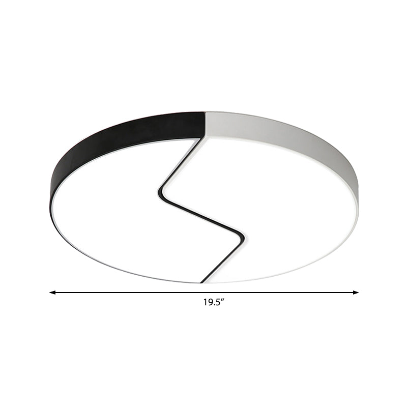 Black and White Round Flushmount Metal 2 Lights 19.5" W Led Modern Close to Ceiling Light in Warm/White Light - Clearhalo - 'Ceiling Lights' - 'Close To Ceiling Lights' - 'Close to ceiling' - 'Flush mount' - Lighting' - 361157