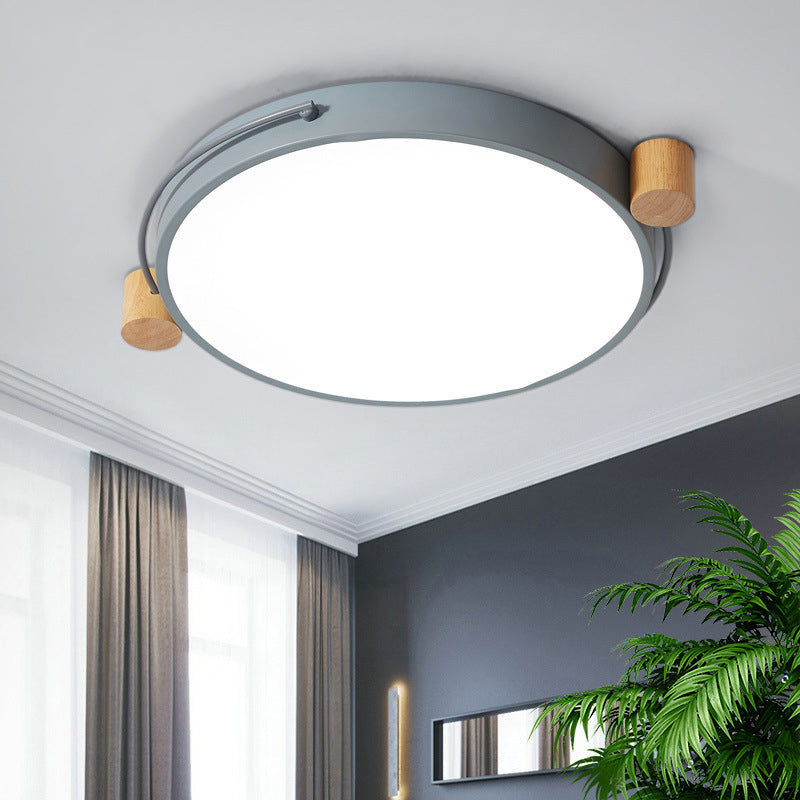 Iron Circular Flush Mount Light Fixture Simple 16"/19.5"/23.5" W LED Flush Lamp in Grey for Living Room, White/3 Color Light/Remote Control Stepless Dimming Clearhalo 'Ceiling Lights' 'Close To Ceiling Lights' 'Close to ceiling' 'Flush mount' Lighting' 361249