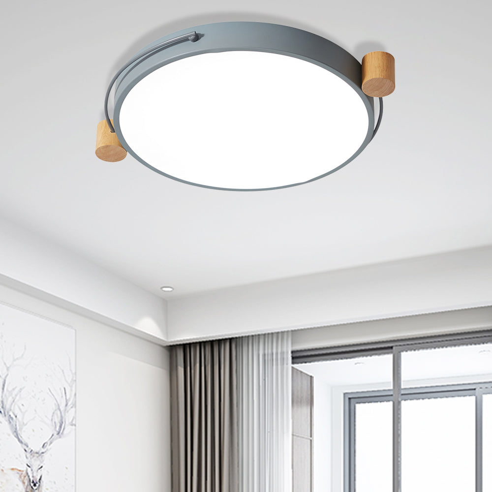 Iron Circular Flush Mount Light Fixture Simple 16"/19.5"/23.5" W LED Flush Lamp in Grey for Living Room, White/3 Color Light/Remote Control Stepless Dimming Grey 19.5" Clearhalo 'Ceiling Lights' 'Close To Ceiling Lights' 'Close to ceiling' 'Flush mount' Lighting' 361253