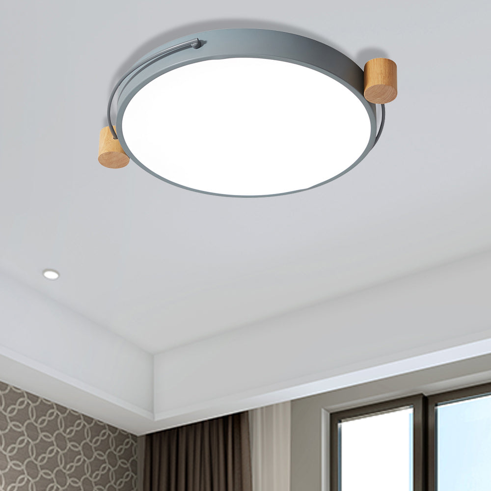 Iron Circular Flush Mount Light Fixture Simple 16"/19.5"/23.5" W LED Flush Lamp in Grey for Living Room, White/3 Color Light/Remote Control Stepless Dimming Grey 23.5" Clearhalo 'Ceiling Lights' 'Close To Ceiling Lights' 'Close to ceiling' 'Flush mount' Lighting' 361256