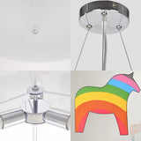 Animal Round Ceiling Pendant with Horse Fabric Chandelier in White for Kid Bedroom Clearhalo 'Ceiling Lights' 'Chandeliers' Lighting' options 36173