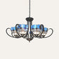6/8 Lights Bowl Pendant Lighting Stained Glass Baroque Chandelier Light in Blue with Metal Chain Clearhalo 'Ceiling Lights' 'Chandeliers' 'Industrial' 'Middle Century Chandeliers' 'Tiffany Chandeliers' 'Tiffany close to ceiling' 'Tiffany' Lighting' 36432