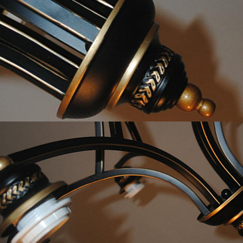 Blue Glass Semi Globe Chandelier with Metal Chain 6/8 Lights Tiffany Pendant Lighting for Bedroom Clearhalo 'Ceiling Lights' 'Chandeliers' 'Industrial' 'Middle Century Chandeliers' 'Tiffany Chandeliers' 'Tiffany close to ceiling' 'Tiffany' Lighting' 36459