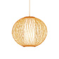 Beige Globe Pendant Lamp Chinese 1 Bulb Bamboo Hanging Light Kit with Inner White Cylinder Fabric Shade Clearhalo 'Ceiling Lights' 'Pendant Lights' 'Pendants' Lighting' 367154