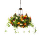 Metal Black Chandelier Lamp Rose 6 Lights Industrial LED Hanging Ceiling Light with Plant Decor Clearhalo 'Cast Iron' 'Ceiling Lights' 'Chandeliers' 'Industrial Chandeliers' 'Industrial' 'Metal' 'Middle Century Chandeliers' 'Rustic Chandeliers' 'Tiffany' Lighting' 367473