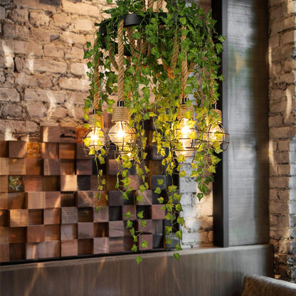 hanging plant bulbs Metal Bare Bulb Pendant Chandelier Antique 6 Bulbs Restaurant Plant Ceiling Suspension Lamp in Black
