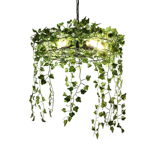 Metal Black Plant Chandelier Lamp Round 5 Bulbs Antique Hanging Ceiling Light for Restaurant Clearhalo 'Cast Iron' 'Ceiling Lights' 'Chandeliers' 'Industrial Chandeliers' 'Industrial' 'Metal' 'Middle Century Chandeliers' 'Rustic Chandeliers' 'Tiffany' Lighting' 367524