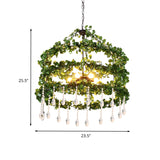 Green 6 Heads Chandelier Lamp Industrial Metal Ring Plant Hanging Light Fixture for Restaurant, 23.5"/31.5"/39" W Clearhalo 'Cast Iron' 'Ceiling Lights' 'Chandeliers' 'Industrial Chandeliers' 'Industrial' 'Metal' 'Middle Century Chandeliers' 'Rustic Chandeliers' 'Tiffany' Lighting' 367570