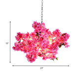5 Lights Cherry Blossom Chandelier Industrial Pink Metal LED Pendant Light for Restaurant Clearhalo 'Cast Iron' 'Ceiling Lights' 'Chandeliers' 'Industrial Chandeliers' 'Industrial' 'Metal' 'Middle Century Chandeliers' 'Rustic Chandeliers' 'Tiffany' Lighting' 367577