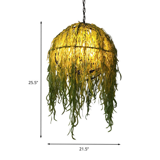 Industrial Sphere Plant Ceiling Chandelier 4 Bulbs Metal Hanging Light Fixture in Green for Restaurant Clearhalo 'Cast Iron' 'Ceiling Lights' 'Chandeliers' 'Industrial Chandeliers' 'Industrial' 'Metal' 'Middle Century Chandeliers' 'Rustic Chandeliers' 'Tiffany' Lighting' 367622