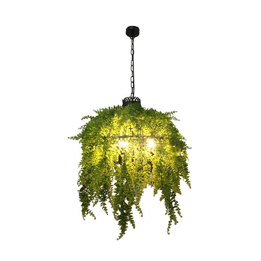 Green 3 Heads Chandelier Lamp Antique Metal Plant LED Down Lighting Pendant for Restaurant Clearhalo 'Cast Iron' 'Ceiling Lights' 'Chandeliers' 'Industrial Chandeliers' 'Industrial' 'Metal' 'Middle Century Chandeliers' 'Rustic Chandeliers' 'Tiffany' Lighting' 367641