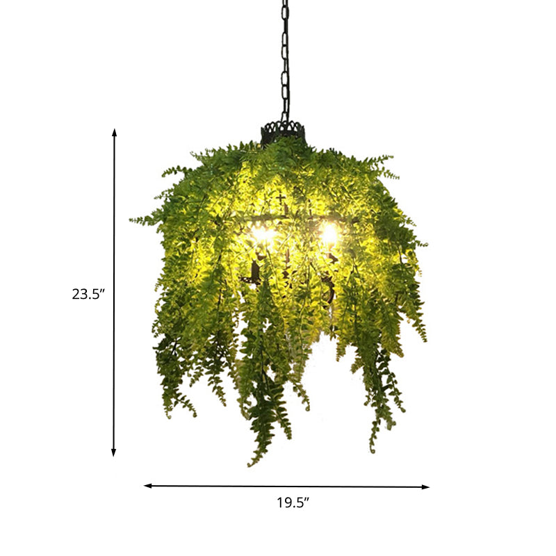Green 3 Heads Chandelier Lamp Antique Metal Plant LED Down Lighting Pendant for Restaurant Clearhalo 'Cast Iron' 'Ceiling Lights' 'Chandeliers' 'Industrial Chandeliers' 'Industrial' 'Metal' 'Middle Century Chandeliers' 'Rustic Chandeliers' 'Tiffany' Lighting' 367642