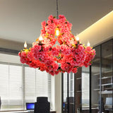 7 Lights Cherry Blossom Chandelier Antique Pink Metal LED Pendant Light for Restaurant Clearhalo 'Cast Iron' 'Ceiling Lights' 'Chandeliers' 'Industrial Chandeliers' 'Industrial' 'Metal' 'Middle Century Chandeliers' 'Rustic Chandeliers' 'Tiffany' Lighting' 367669