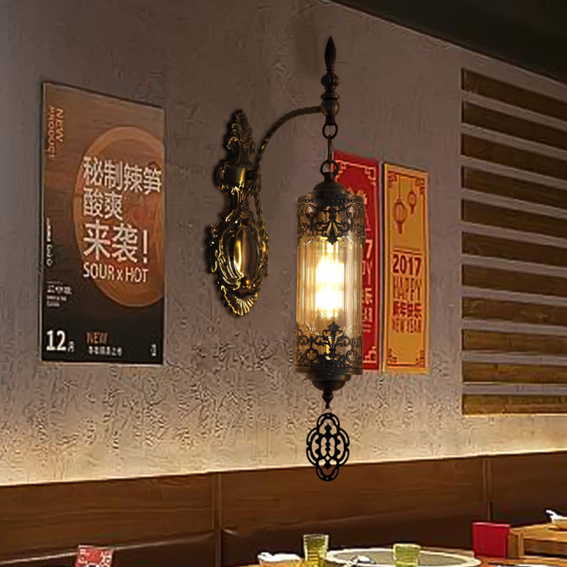 Cylinder Restaurant Wall Sconce Light Turkish Metal 1/2 Lights Bronze Wall Lighting Fixture 1.0 Bronze Clearhalo 'Wall Lamps & Sconces' 'Wall Lights' Lighting' 367787