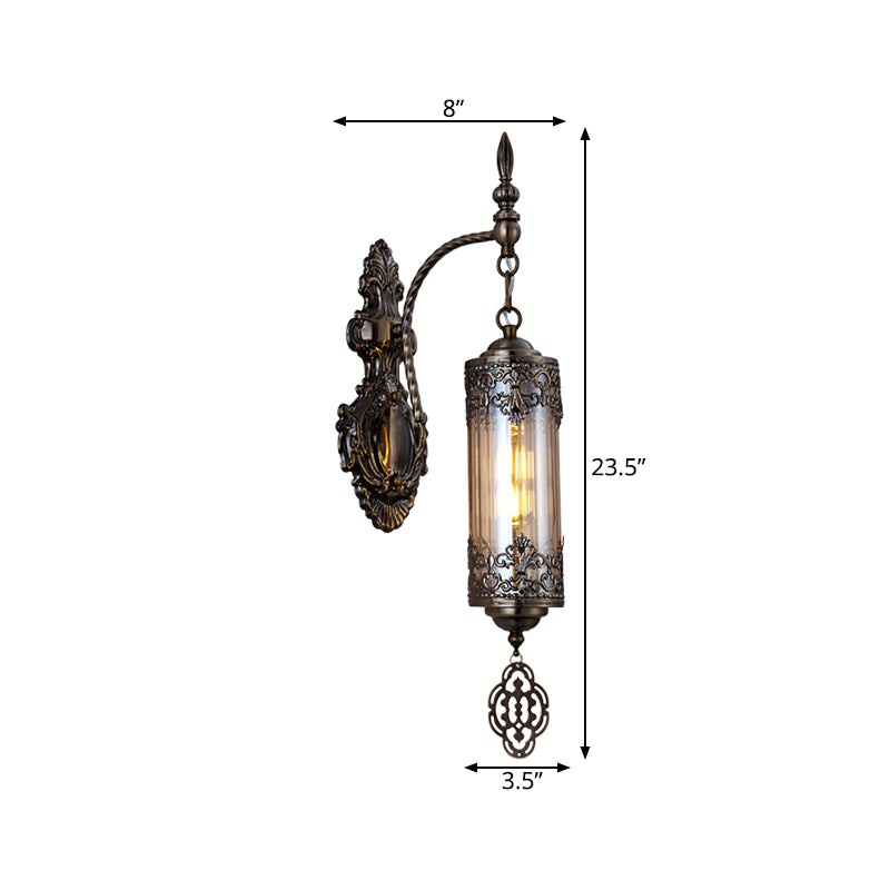 Cylinder Restaurant Wall Sconce Light Turkish Metal 1/2 Lights Bronze Wall Lighting Fixture Clearhalo 'Wall Lamps & Sconces' 'Wall Lights' Lighting' 367790