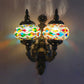 Traditional Ball Wall Mount Light 2 Heads Stained Glass Wall Sconce Lighting in White/Yellow/Sky Blue Yellow Clearhalo 'Wall Lamps & Sconces' 'Wall Lights' Lighting' 367870