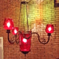 Red Glass Black Ceiling Chandelier Cup Shaped 4 Heads Art Deco Suspension Pendant Light Clearhalo 'Ceiling Lights' 'Chandeliers' Lighting' options 367907