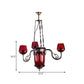 Red Glass Black Ceiling Chandelier Cup Shaped 4 Heads Art Deco Suspension Pendant Light Clearhalo 'Ceiling Lights' 'Chandeliers' Lighting' options 367910