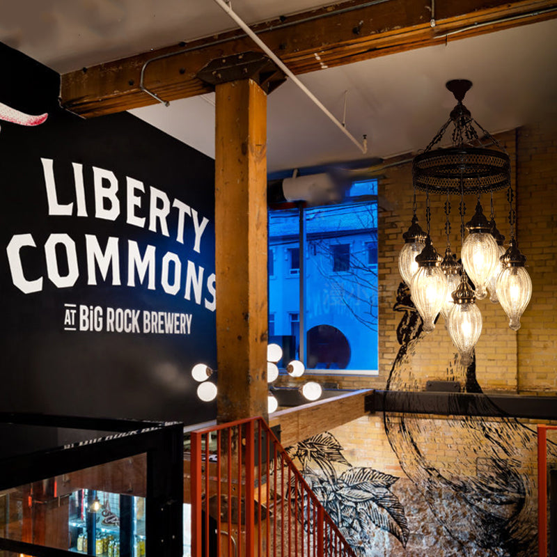 Black 7 Heads Chandelier Traditional Clear Prismatic Glass Teardrop Hanging Ceiling Light Clearhalo 'Ceiling Lights' 'Chandeliers' Lighting' options 367962