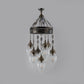 Black 7 Heads Chandelier Traditional Clear Prismatic Glass Teardrop Hanging Ceiling Light Clearhalo 'Ceiling Lights' 'Chandeliers' Lighting' options 367965