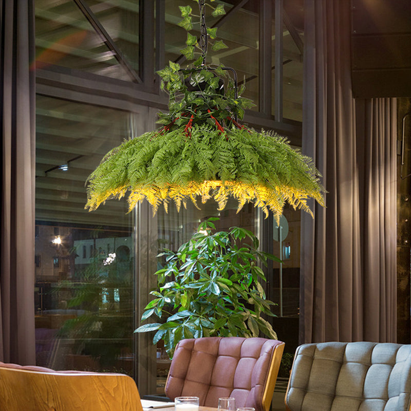 1 Head Metal Pendant Lamp Antique Green Plant Restaurant LED Down Lighting, 14"/18"/21.5" Wide Clearhalo 'Art Deco Pendants' 'Cast Iron' 'Ceiling Lights' 'Ceramic' 'Crystal' 'Industrial Pendants' 'Industrial' 'Metal' 'Middle Century Pendants' 'Pendant Lights' 'Pendants' 'Tiffany' Lighting' 368073