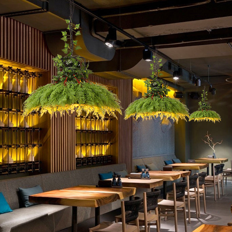 1 Head Metal Pendant Lamp Antique Green Plant Restaurant LED Down Lighting, 14"/18"/21.5" Wide Clearhalo 'Art Deco Pendants' 'Cast Iron' 'Ceiling Lights' 'Ceramic' 'Crystal' 'Industrial Pendants' 'Industrial' 'Metal' 'Middle Century Pendants' 'Pendant Lights' 'Pendants' 'Tiffany' Lighting' 368075