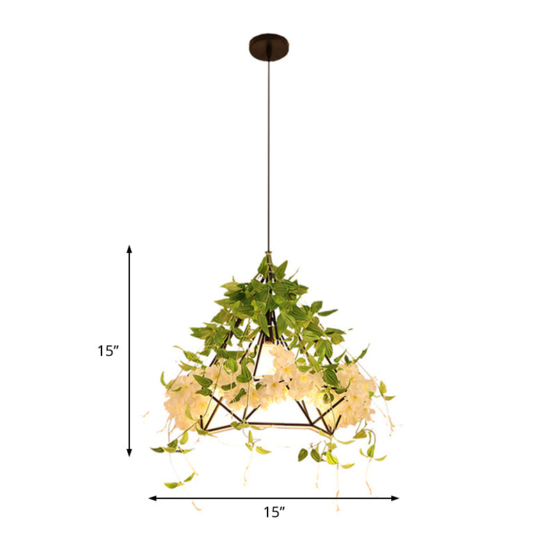 Cherry Blossom Restaurant Pendant Light Retro Metal 1 Head White LED Drop Lamp, 10"/15"/18" Width Clearhalo 'Art Deco Pendants' 'Cast Iron' 'Ceiling Lights' 'Ceramic' 'Crystal' 'Industrial Pendants' 'Industrial' 'Metal' 'Middle Century Pendants' 'Pendant Lights' 'Pendants' 'Tiffany' Lighting' 368085