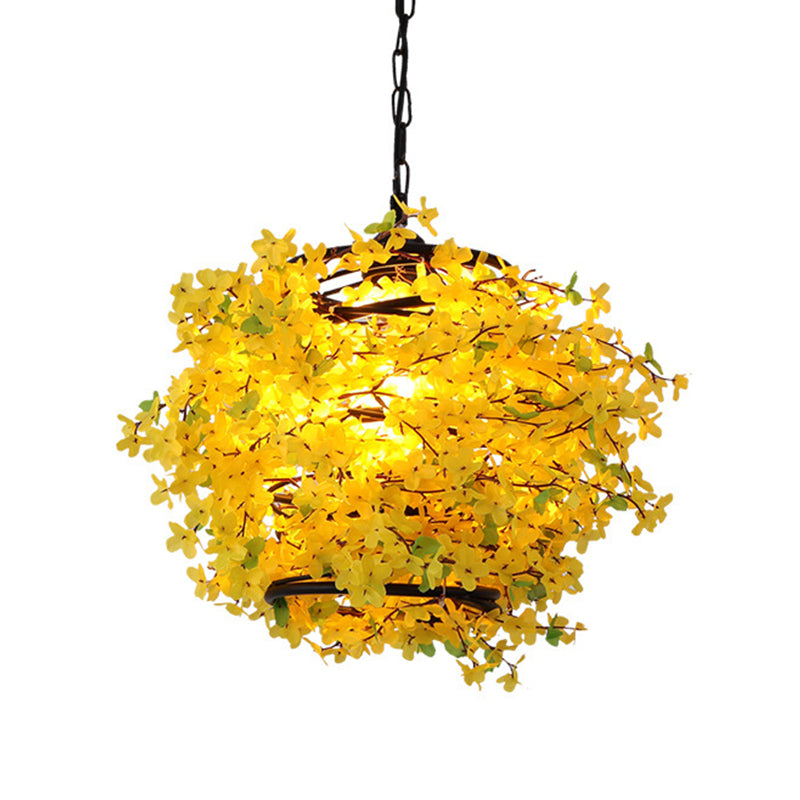 Industrial Blossom Hanging Pendant 1 Bulb Metal LED Suspension Light in Yellow for Restaurant Clearhalo 'Art Deco Pendants' 'Cast Iron' 'Ceiling Lights' 'Ceramic' 'Crystal' 'Industrial Pendants' 'Industrial' 'Metal' 'Middle Century Pendants' 'Pendant Lights' 'Pendants' 'Tiffany' Lighting' 368103