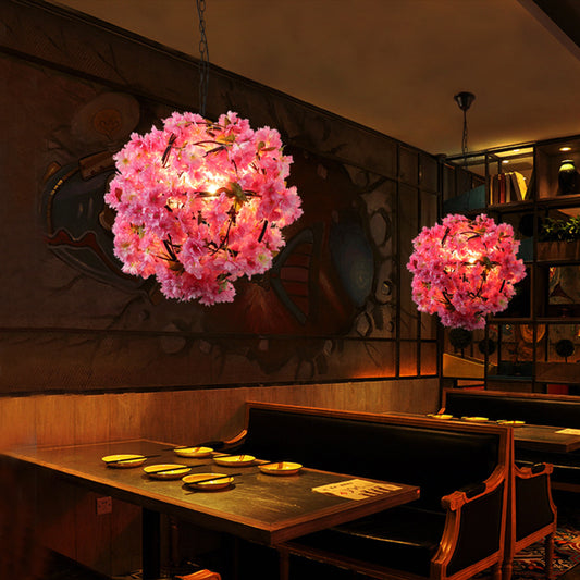 1 Bulb Flower Hanging Pendant Vintage Pink Metal LED Ceiling Hang Fixture for Restaurant Clearhalo 'Art Deco Pendants' 'Cast Iron' 'Ceiling Lights' 'Ceramic' 'Crystal' 'Industrial Pendants' 'Industrial' 'Metal' 'Middle Century Pendants' 'Pendant Lights' 'Pendants' 'Tiffany' Lighting' 368106