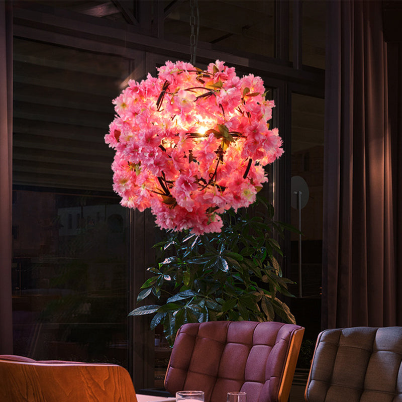 1 Bulb Flower Hanging Pendant Vintage Pink Metal LED Ceiling Hang Fixture for Restaurant Clearhalo 'Art Deco Pendants' 'Cast Iron' 'Ceiling Lights' 'Ceramic' 'Crystal' 'Industrial Pendants' 'Industrial' 'Metal' 'Middle Century Pendants' 'Pendant Lights' 'Pendants' 'Tiffany' Lighting' 368107