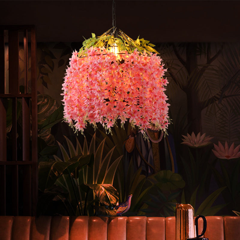 Pink 1 Light Ceiling Pendant Industrial Metal Blossom LED Drop Lamp for Restaurant Pink Clearhalo 'Art Deco Pendants' 'Cast Iron' 'Ceiling Lights' 'Ceramic' 'Crystal' 'Industrial Pendants' 'Industrial' 'Metal' 'Middle Century Pendants' 'Pendant Lights' 'Pendants' 'Tiffany' Lighting' 368116
