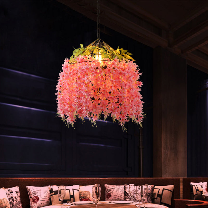 Pink 1 Light Ceiling Pendant Industrial Metal Blossom LED Drop Lamp for Restaurant Clearhalo 'Art Deco Pendants' 'Cast Iron' 'Ceiling Lights' 'Ceramic' 'Crystal' 'Industrial Pendants' 'Industrial' 'Metal' 'Middle Century Pendants' 'Pendant Lights' 'Pendants' 'Tiffany' Lighting' 368117