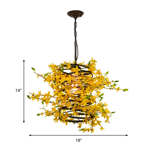Metal Yellow Drop Lamp Bloom 1 Head LED Industrial Down Lighting Pendant for Restaurant Clearhalo 'Art Deco Pendants' 'Cast Iron' 'Ceiling Lights' 'Ceramic' 'Crystal' 'Industrial Pendants' 'Industrial' 'Metal' 'Middle Century Pendants' 'Pendant Lights' 'Pendants' 'Tiffany' Lighting' 368125