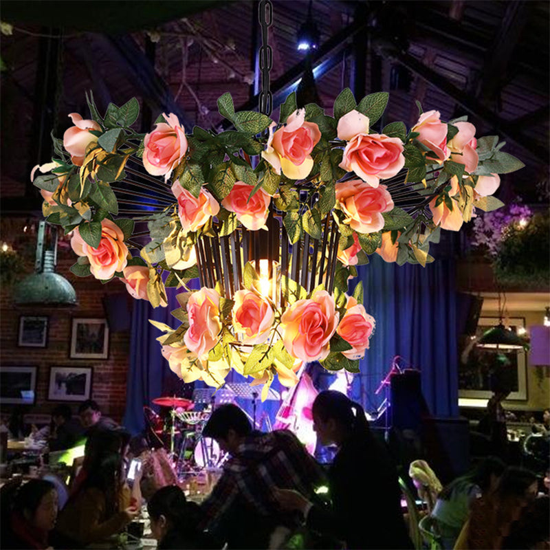 18"/23.5" Wide 1 Light Rose Pendant Light Industrial Pink Metal Hanging Lamp for Restaurant Clearhalo 'Art Deco Pendants' 'Cast Iron' 'Ceiling Lights' 'Ceramic' 'Crystal' 'Industrial Pendants' 'Industrial' 'Metal' 'Middle Century Pendants' 'Pendant Lights' 'Pendants' 'Tiffany' Lighting' 368133