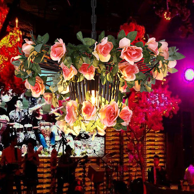 18"/23.5" Wide 1 Light Rose Pendant Light Industrial Pink Metal Hanging Lamp for Restaurant Clearhalo 'Art Deco Pendants' 'Cast Iron' 'Ceiling Lights' 'Ceramic' 'Crystal' 'Industrial Pendants' 'Industrial' 'Metal' 'Middle Century Pendants' 'Pendant Lights' 'Pendants' 'Tiffany' Lighting' 368134