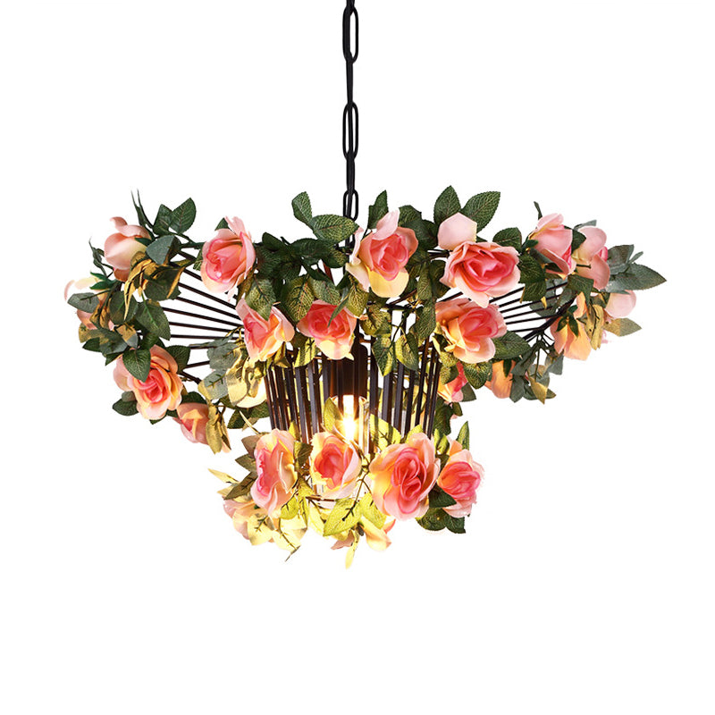 18"/23.5" Wide 1 Light Rose Pendant Light Industrial Pink Metal Hanging Lamp for Restaurant Clearhalo 'Art Deco Pendants' 'Cast Iron' 'Ceiling Lights' 'Ceramic' 'Crystal' 'Industrial Pendants' 'Industrial' 'Metal' 'Middle Century Pendants' 'Pendant Lights' 'Pendants' 'Tiffany' Lighting' 368135